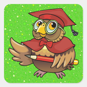 Sticker Carré Chouette de graduation - SRF
