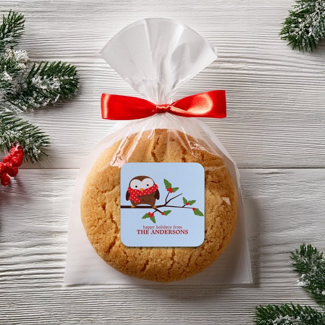 Sticker Carré Chouette de Noël (Créateur téléchargé)