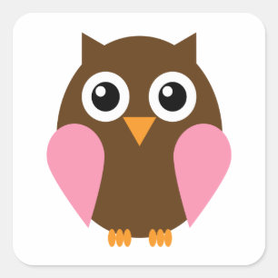 Sticker Carré Chouette rose