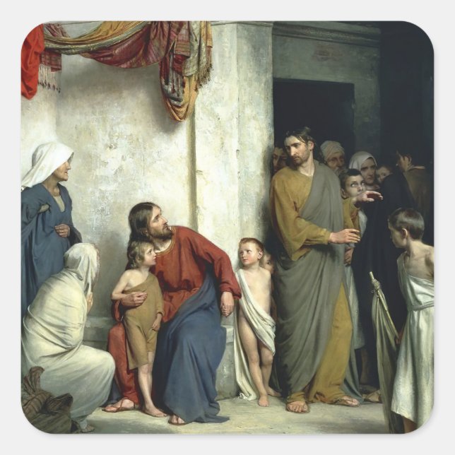 Sticker Carré Christ et les enfants (Devant)