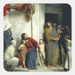 Sticker Carré Christ et les enfants