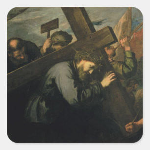 Sticker Carré Christ portant la croix, 1635