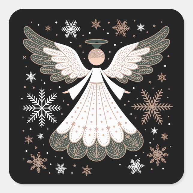 Sticker Carré Christmas Angel Glitter Christian Xmas Religious (Devant)