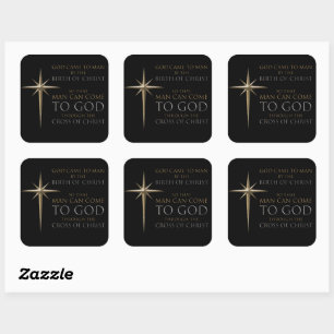 Sticker Carré Christmas Christian Faith Star : Birth & Cross