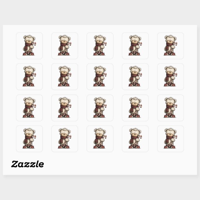Sticker Carré Christmas Clipart Collection | Teddy Bear  (Feuille)
