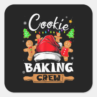 Sticker Carré Christmas Cookie Baking Crew Funny Pajamas Famille
