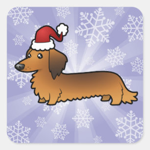 Sticker Carré Christmas Dachshund (longhair)