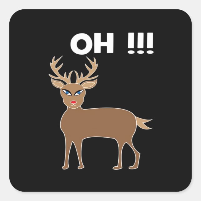 Sticker Carré Christmas Deer Season Cute Festive Retro Style  (Devant)