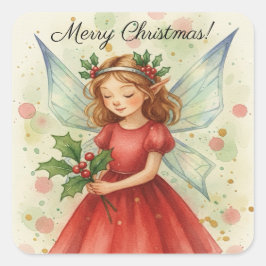 Sticker Carré Christmas Fairy Watercolor Art
