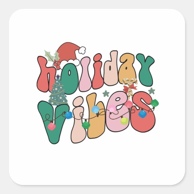 Sticker Carré Christmas Gift Holiday Vibes (Devant)