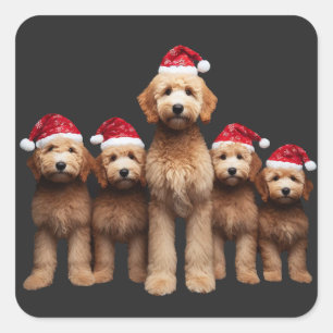 Sticker Carré Christmas Goldendoodle, équipage de Xmas Labradood
