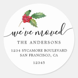 Sticker Carré Christmas Greenery Nous avons déménagé Nouveau éti
