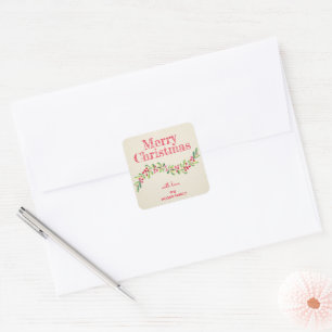 Sticker Carré Christmas Holly Berries