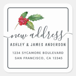 Sticker Carré Christmas Holly Berries Nous avons déménagé une no