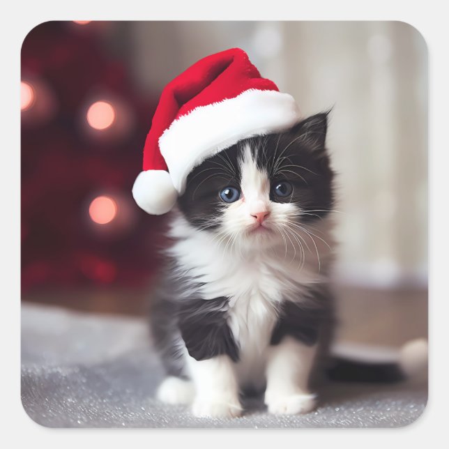 Sticker Carré Christmas Kitten (Devant)