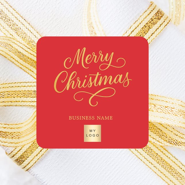 Sticker Carré Christmas red gold business logo (Créateur téléchargé)