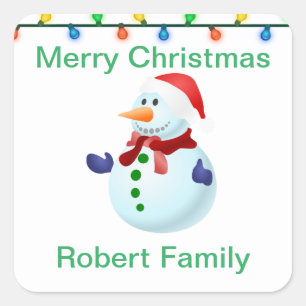 Sticker Carré Christmas Snowman