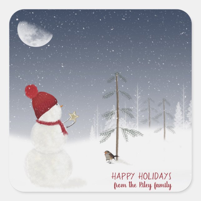 Sticker Carré Christmas Snowman (Devant)
