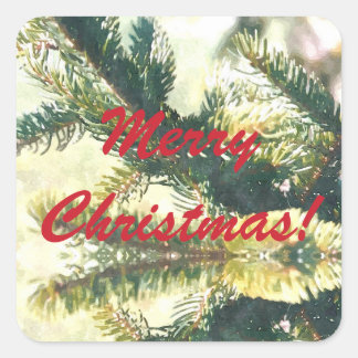 STICKER CARRÉ CHRISTMAS TREE MERRY CHRISTMAS