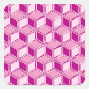 Sticker Carré Chrome 3-d boîtes - fuchsia rose
