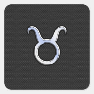 Sticker Carré Chrome Argent Comme Taurus signe Zodiac