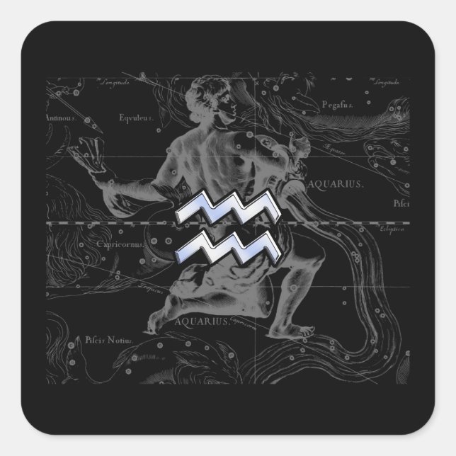 Sticker Carré Chrome comme Aquarius Zodiac Connexion Hevelius (Devant)
