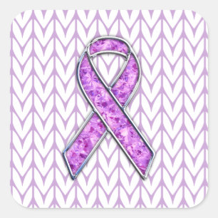 Sticker Carré Chrome style Crystal Pink Ribbon Awareness Knit