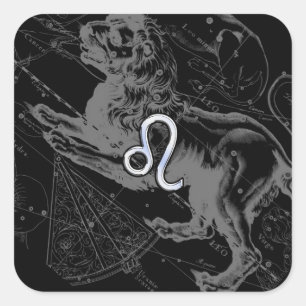 Sticker Carré Chrome Style Leo Zodiac Connexion Hevelius