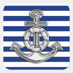 Sticker Carré Chrome Style Lifesaver sur les bandes Nautiques