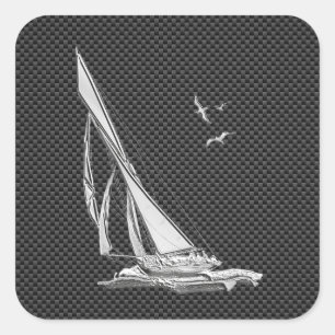 Sticker Carré Chromes Like Sailboat on Carbon Fiber