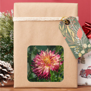 Sticker Carré Chrysanthème d'Automne – Fleur Chaude