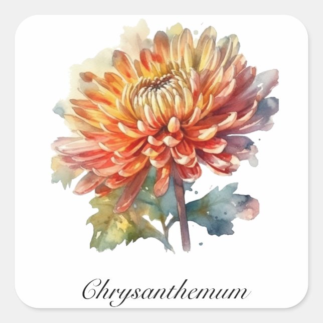 Sticker Carré Chrysanthème de la récolte d'or, sur mesure (Devant)