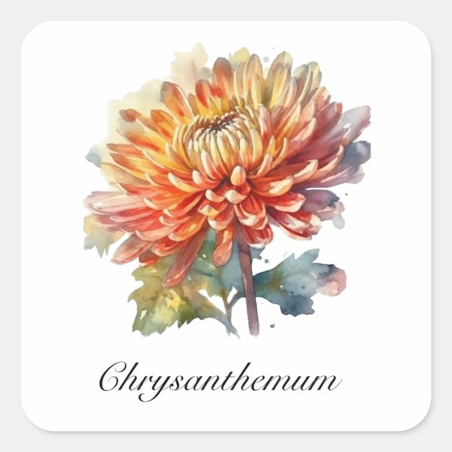 Sticker Carré Chrysanthème de la récolte d'or, sur mesure (Devant)