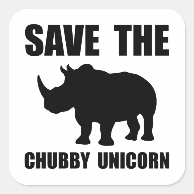 Sticker Carré Chubby Unicorn Rhino (Devant)
