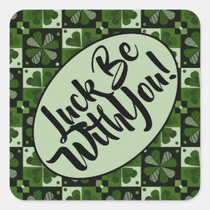 Sticker Carré Chuck Be With You Shamrock Checkerboard Motif