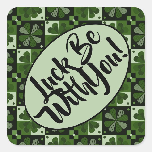 Sticker Carré Chuck Be With You Shamrock Checkerboard Motif (Devant)
