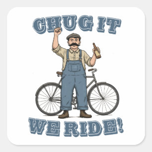 Sticker Carré Chug It We Ride Cycling