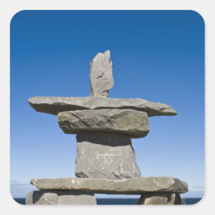Sticker Carré Churchill, Manitoba. Inukshuk