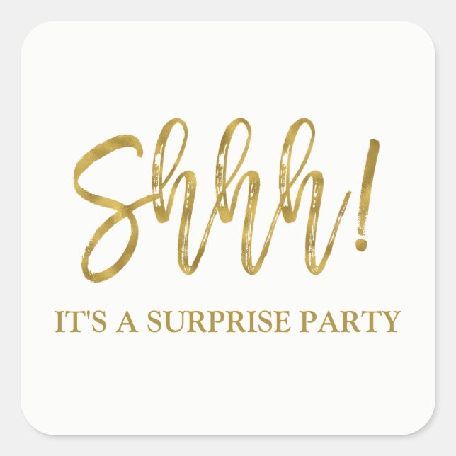 Sticker Carré Chut ! Anniversaire Surprise Anniversaire (Devant)