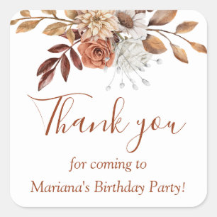Sticker Carré Chute Bouquet floral Anniversaire en faveur blanch