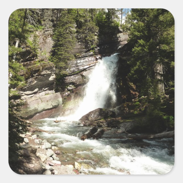 Sticker Carré Chutes Baring au parc national des Glaciers (Devant)