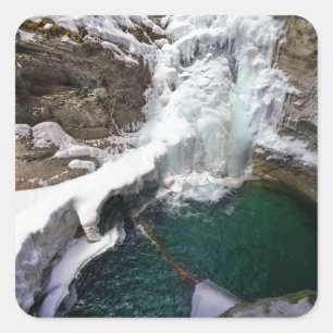 Sticker Carré Chutes congelées à Johnson Creek (Alberta)