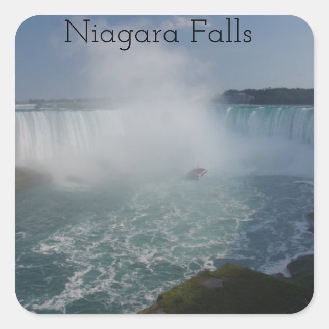 Sticker Carré Chutes de fer à cheval à Niagara Falls (Devant)