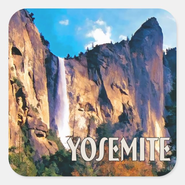 Sticker Carré Chutes du Voile nuptiale Parc national Yosemite (Devant)