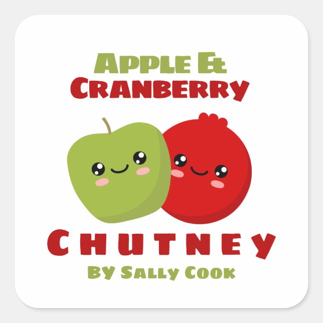 Sticker Carré Chutney de pomme et de canneberge (Devant)