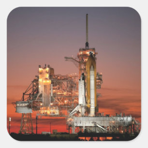 Sticker Carré Ciel rouge pour le lancement de la navette spatial