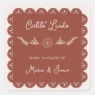 Sticker Carré Cielito Lindo Papel Picado Baby shower mexicain