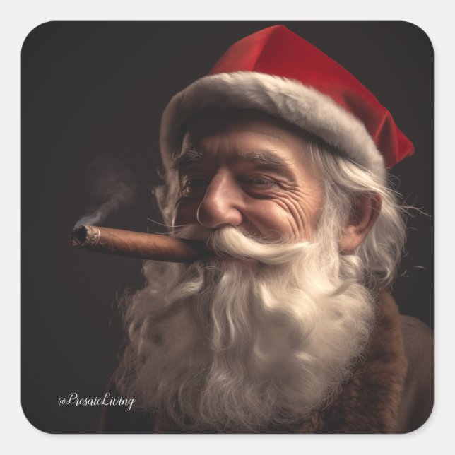 Sticker Carré Cigar Père Noël (Devant)