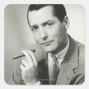 Sticker Carré Cigare de tabagisme d'homme d'affaires