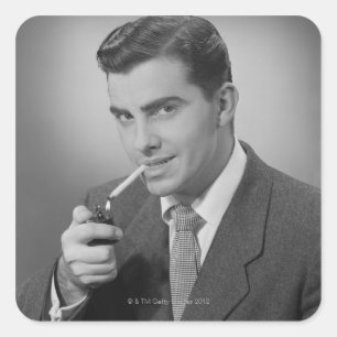 Sticker Carré Cigarette d'éclairage d'homme